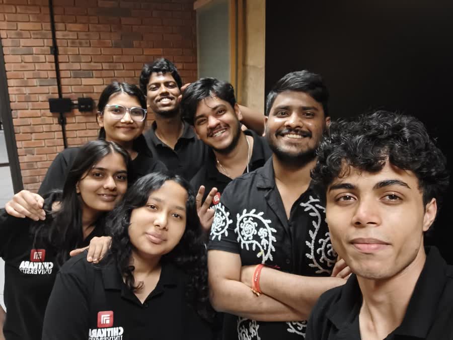 Students with Rajat after the Chitkara workshop